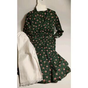 Handmade Dress - Prairie - Green - Girl's or Doll - 26" Long - Pantaloon